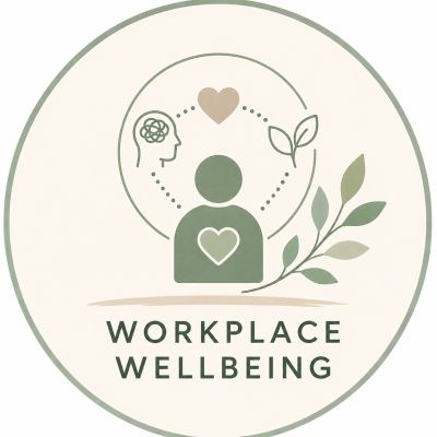 Workplace wellbeing logo with heart and plant symbols.