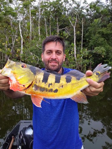 Peacock Bass catch on fishing tour, Ecuador