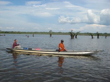 Fishing trip, Kingfisher canoe, lagoon Cuyabeno, Ecuador