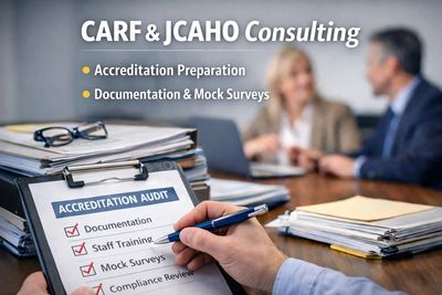 Behavioral health accreditation consulting for CARF and Joint Commission readiness and compliance review