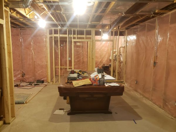Basement Remodel, Framing in New Bathroom Area
