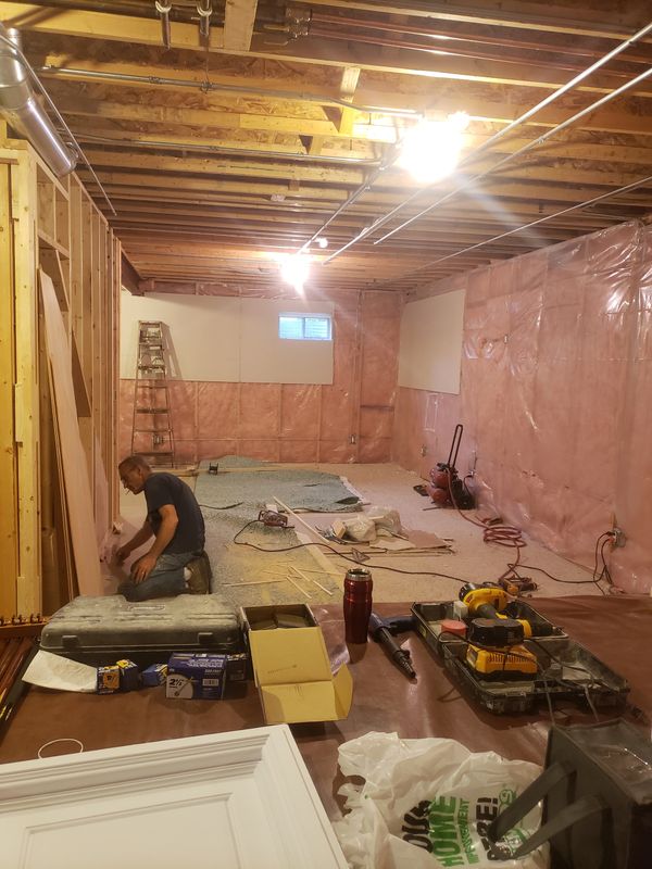 Basement Remodel Progress Picture. New Bar Area
