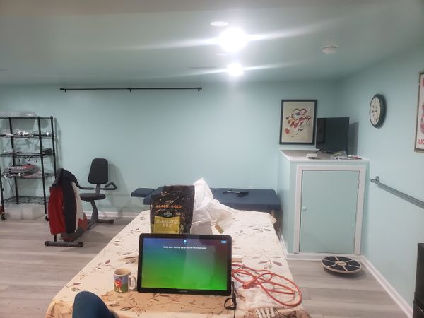 Basement Remodel Hiding Sump Pump Area