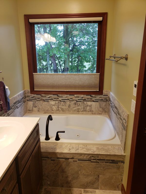 Tub Stayed, New Faucet, Tile, Window Trim