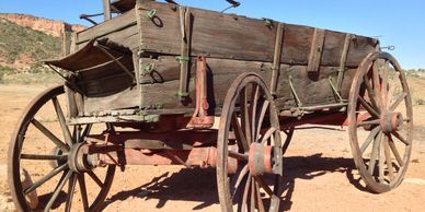 Old wooden wagon in the Colorado high desert