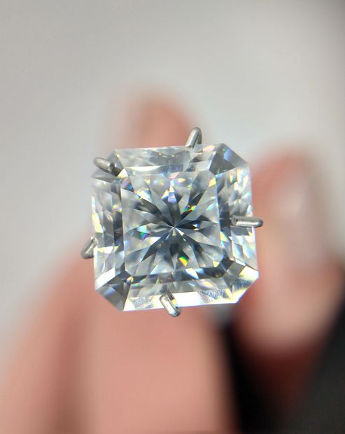 Custom cut moissanite gemstone