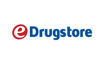 Logo of eDrugstore featuring a red 'e' and blue text.