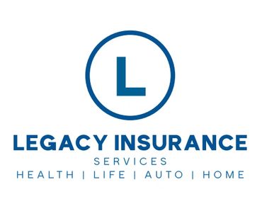 Legacy Insurance logo with services in health, life, auto, and home.