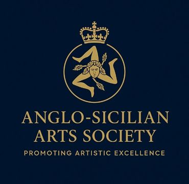 Anglo-Sicilian Arts Society logo with a crowned triskelion symbol.