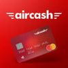 Red Aircash Mastercard on a red background, showcasing a modern digital payment card.