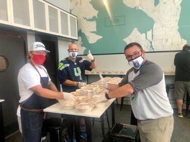 Ryan Dwyer Fine Dine Front Lines , Kevin Flynn of Seattle Rugby and Raymark and Brian Clevenger