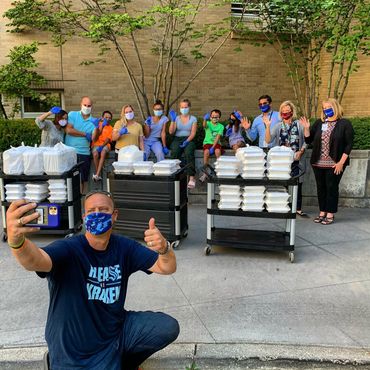 Ryan Dwyer and Fine Dine Front Lines feed Shriner's Hospital Spokane 135 lunches.
