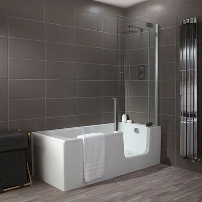 Walk in bath, designed to be safe and usable for people with mobility challenges.