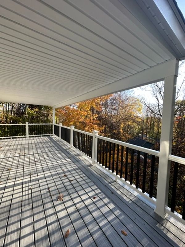Trex deck and vinyl railing with roof 