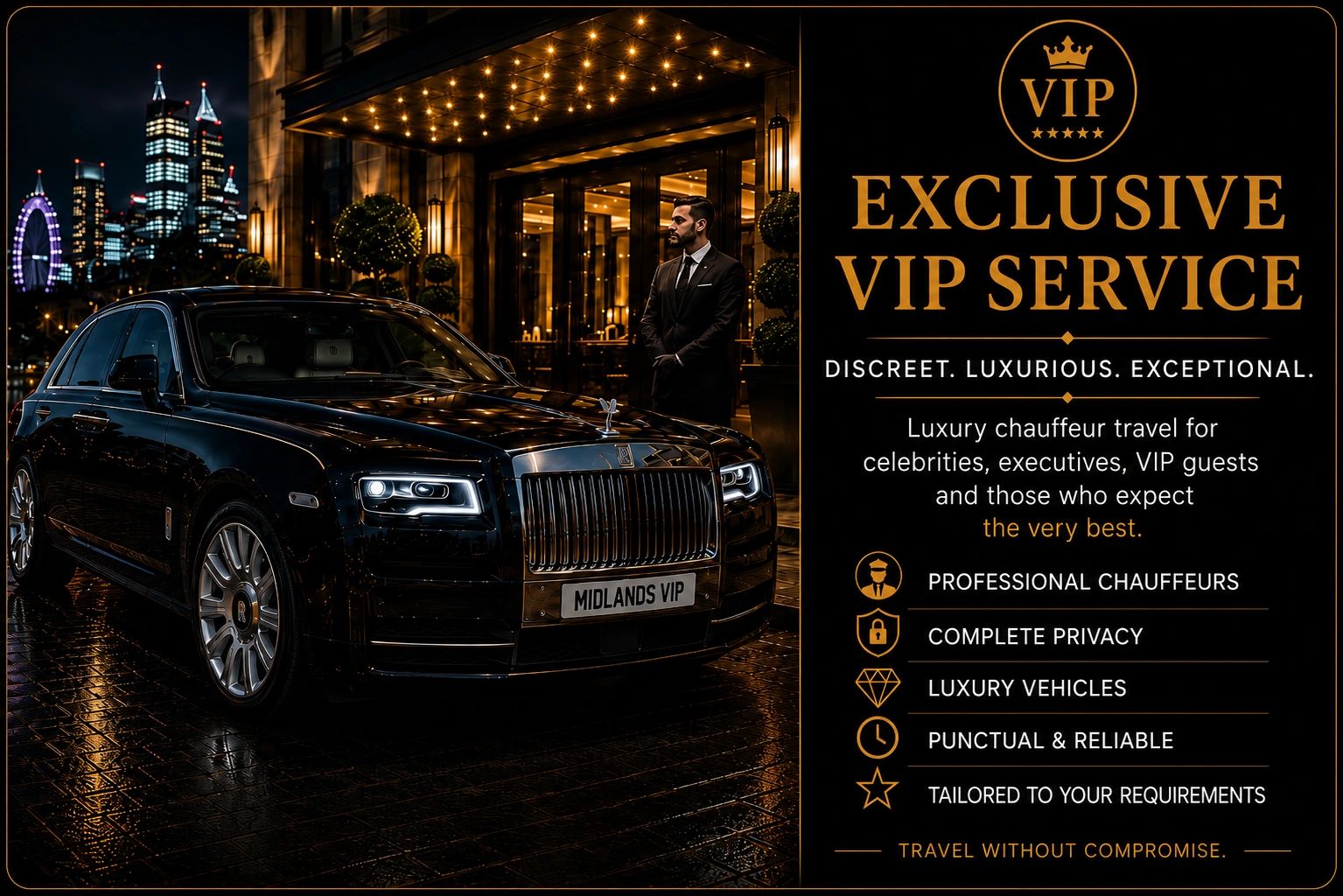 Luxury VIP chauffeur service with professional drivers and exclusive vehicles.