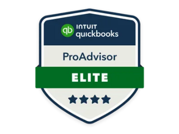 QuickBooks ProAdvisor Elite badge with four stars.
