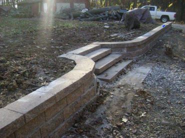 Retaining wall with stairs