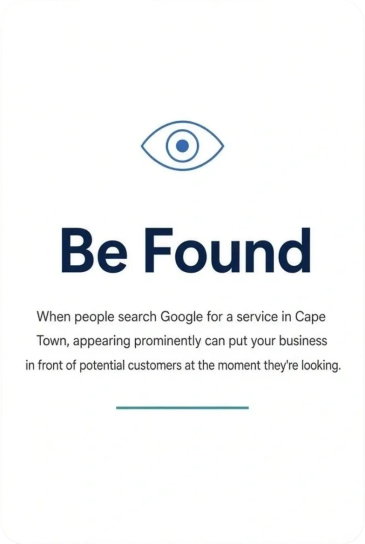 Encouraging businesses to appear prominently on Google searches in Cape Town.