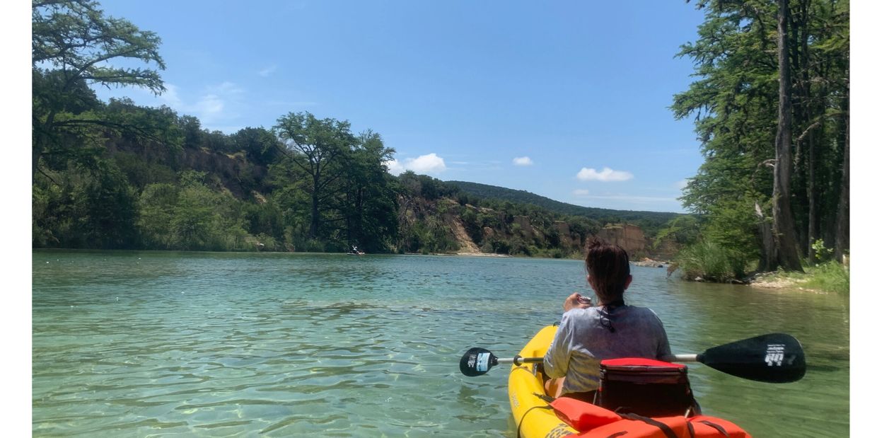 This is an image of the Frio River from a kayak.