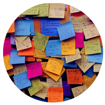 Jumble of multi-coloured sticky notes with handwritten mental health statements on. #mentalhealth
