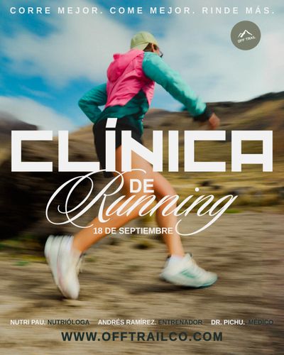 Runner in motion promoting a running clinic on September 18.