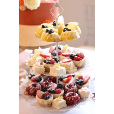 We offer a variety of desserts, including mini cheesecakes, bundt cakes and petit fours.