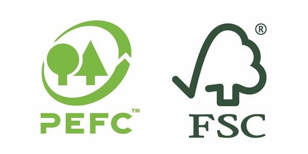 Logos of PEFC and FSC, two forest certification organizations.