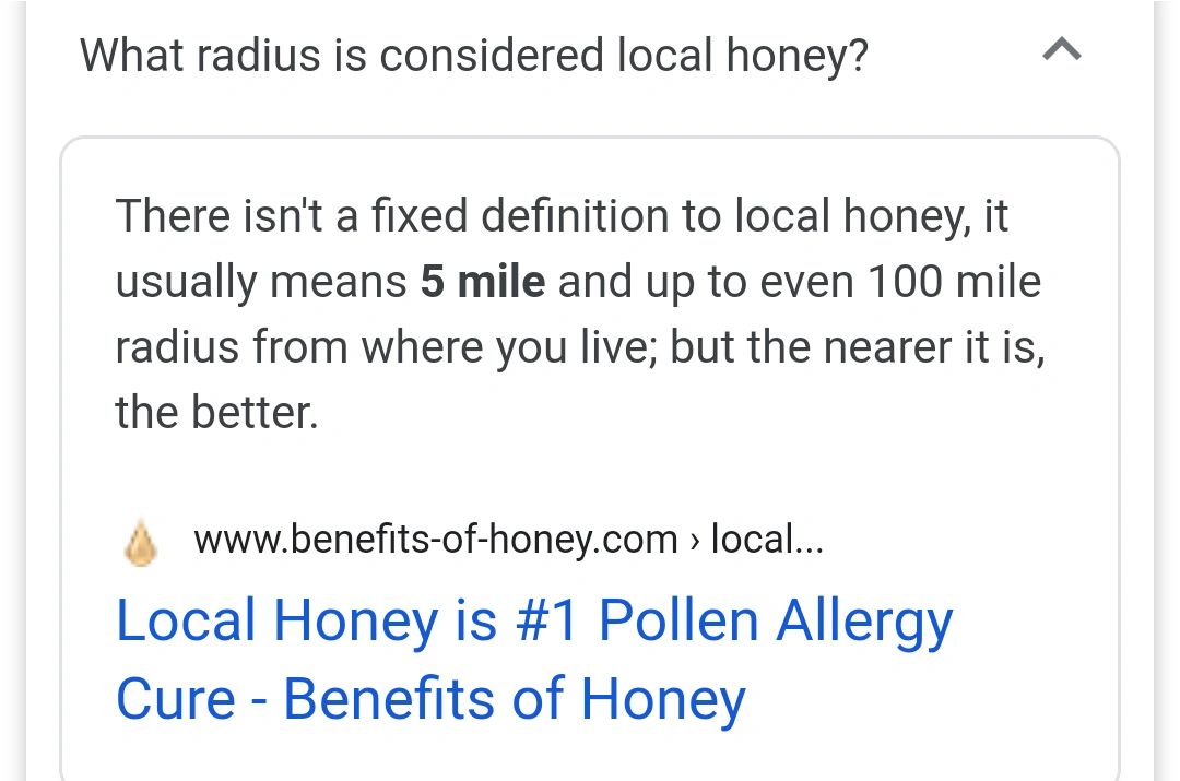 Whats considered local when referring to local honey?