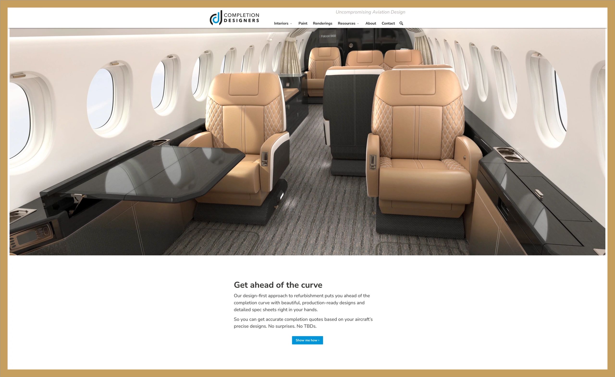 A photo of the home page of Completion Designers website.