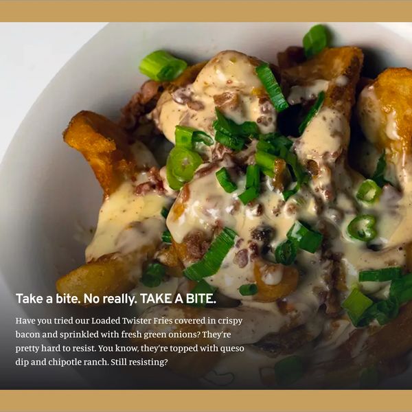 Close-up image of a menu description written on the Yoke Social Table website.