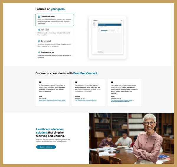 Screenshot of website copy written for Springer Publishing Company by SparksFly copy and content.