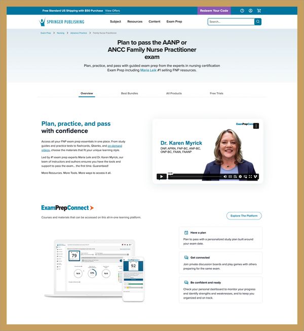 Image of Springer Publishing Company's ANCC page of their website.
