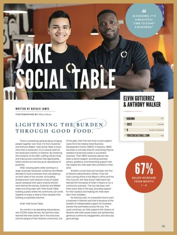 Image of an article about Yoke Social Table in a magazine.