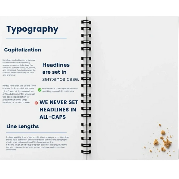 Brand guidebook with no verbal brand defined.