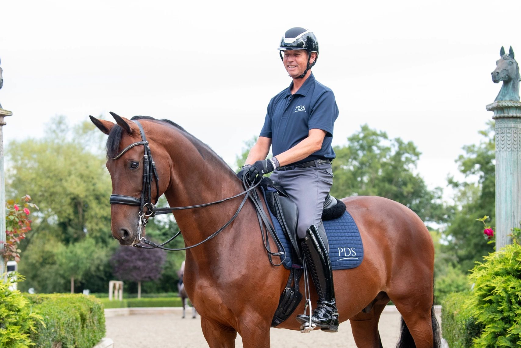 Carl Hester riding in a Pessoa PDS dressage saddle.