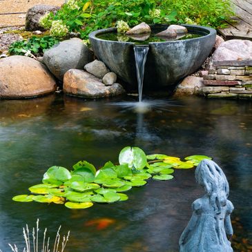 Add a basin waterfall to a pond for an elegant add-on