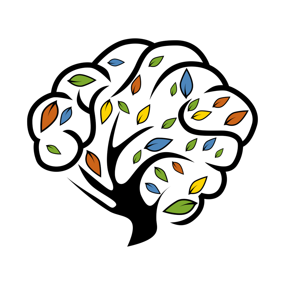 Colorful leaves swirling in a black void creating a vibrant pattern.