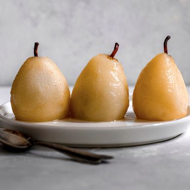 Amaretto and White Wine Poached Pears