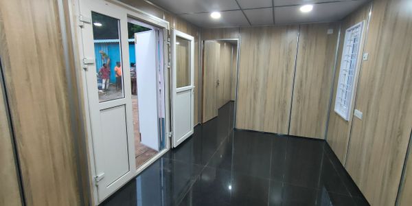 Interiors with wood and PVC paneling and UPVC doors and windows