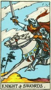 Knight of Swords Tarot Card Public Domain 'Pamela-A' deck of 1910
