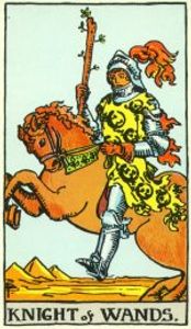 Knight of Wands Tarot Card Public Domain 'Pamela-A' deck of 1910