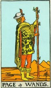 Page of Wands Tarot Card Public Domain 'Pamela-A' deck of 1910