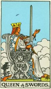 Queen  of Swords Tarot Card Public Domain 'Pamela-A' deck of 1910