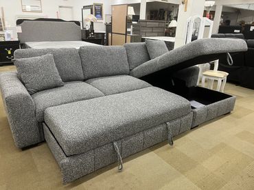 (In stock)
Grey sectional sleeper
Right side chaise
(Was $1499)
$1299
