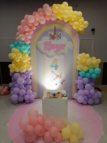 Birthday decoration for a kid inside a kids play area in Coimbatore, The Play Kingdom.