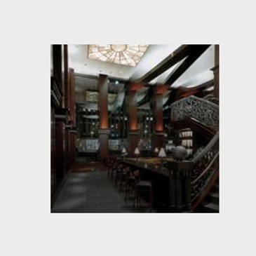 Modern restaurant kitchen and dining.