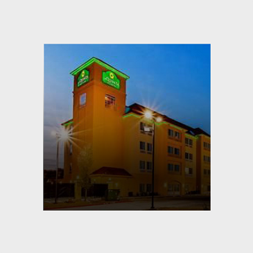 Upscale hotel lobby interior view.