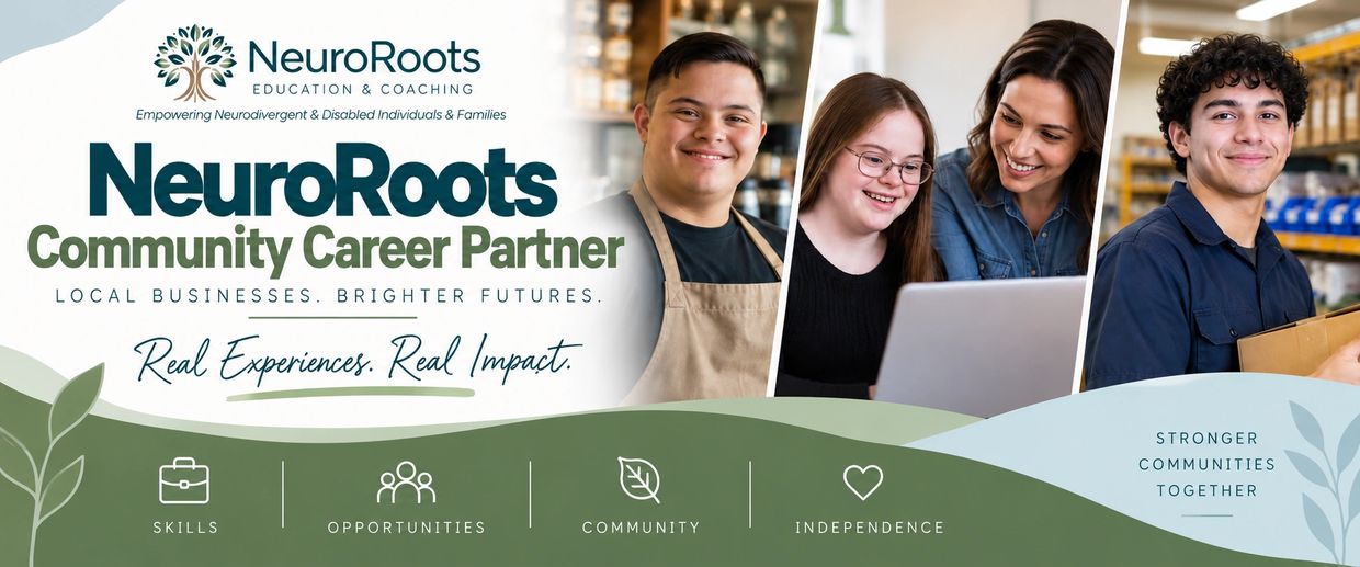 NeuroRoots Community Career Partner empowers neurodivergent individuals with skills and opportunities.