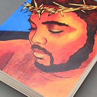 Black Jesus with a crown of thorns.