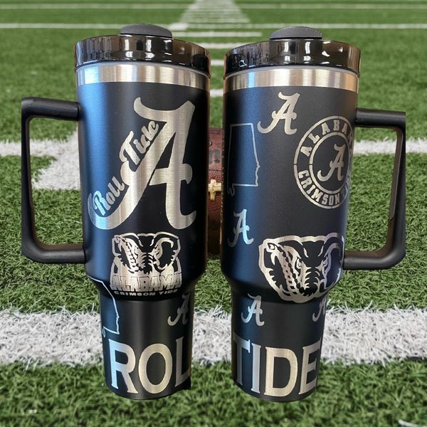 Alabama laser engraved 40oz unbranded tumbler